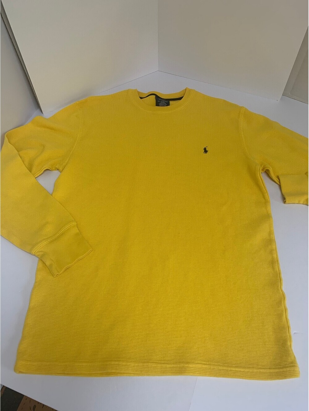 Polo Ralph Lauren Sleepwear Men's L Yellow Waffle Thermal Knit Shirt Top